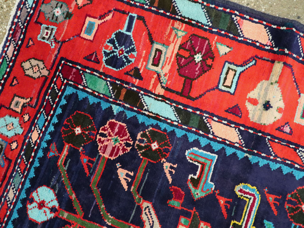 Vintage Persian Hamadan Rug, No.26214 - Staging