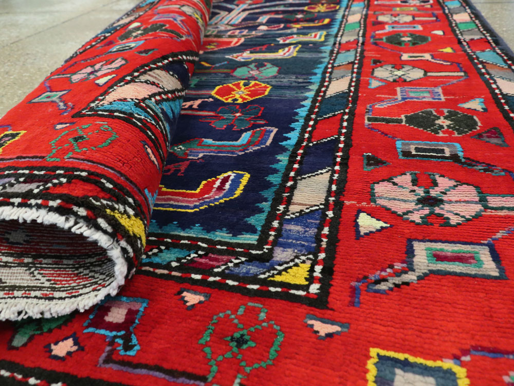 Vintage Persian Hamadan Rug, No.26214 - Staging