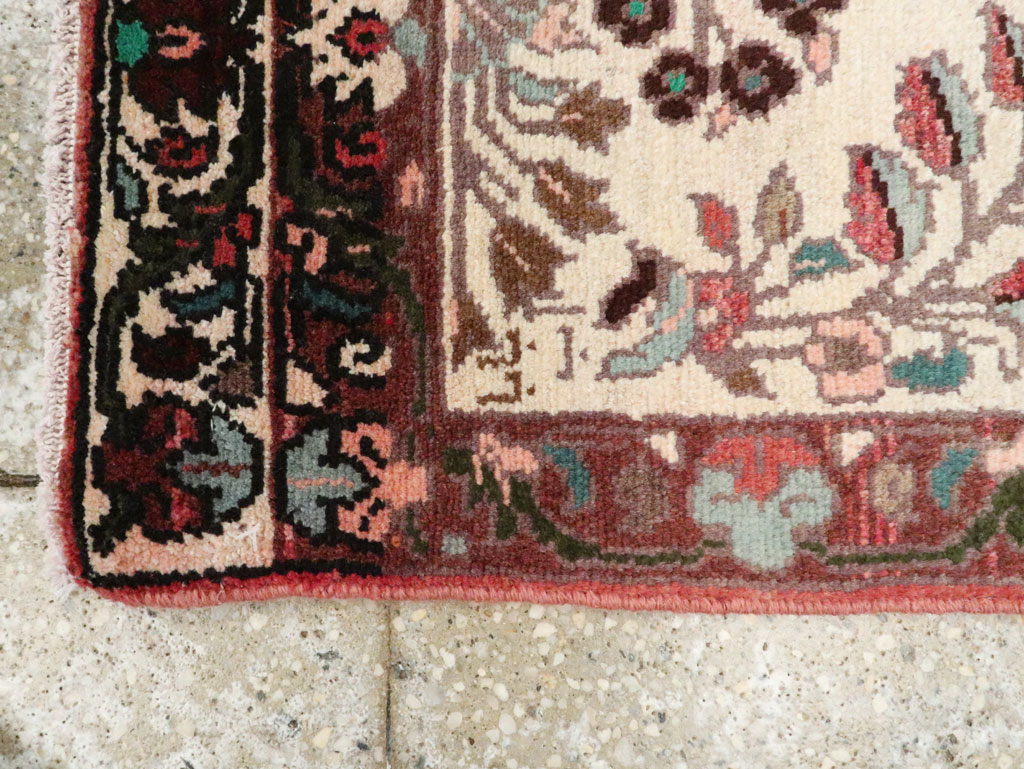 Vintage Persian Hamadan Pictorial Throw Rug, No.26220 - Staging