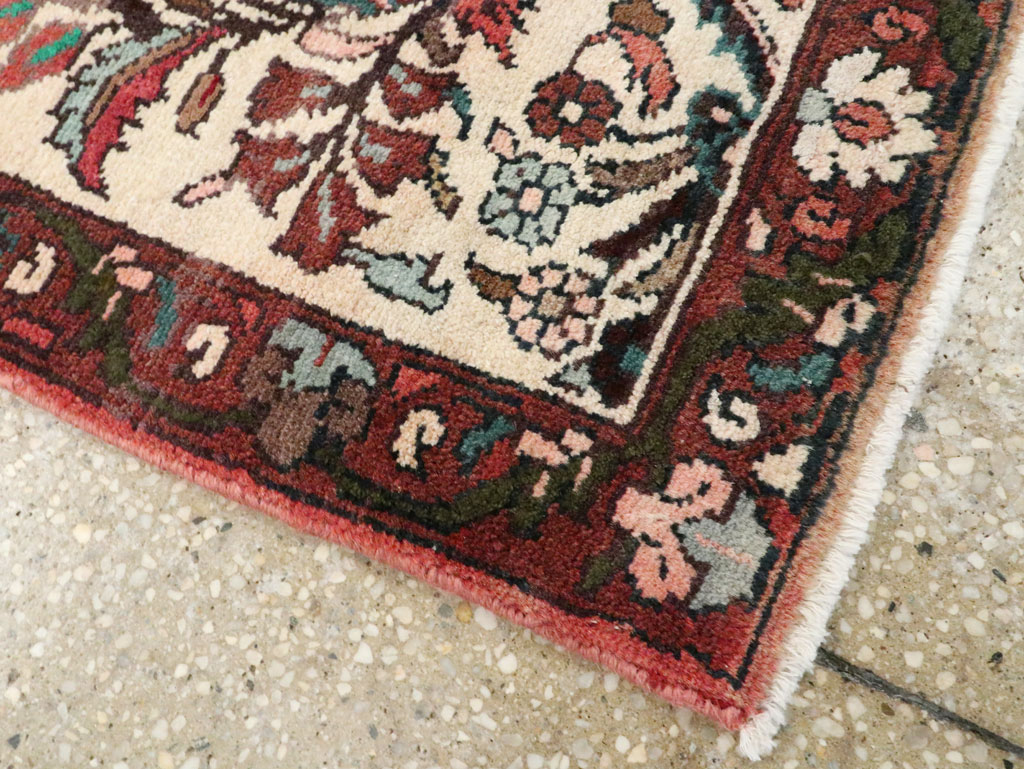 Vintage Persian Hamadan Pictorial Throw Rug, No.26220 - Staging