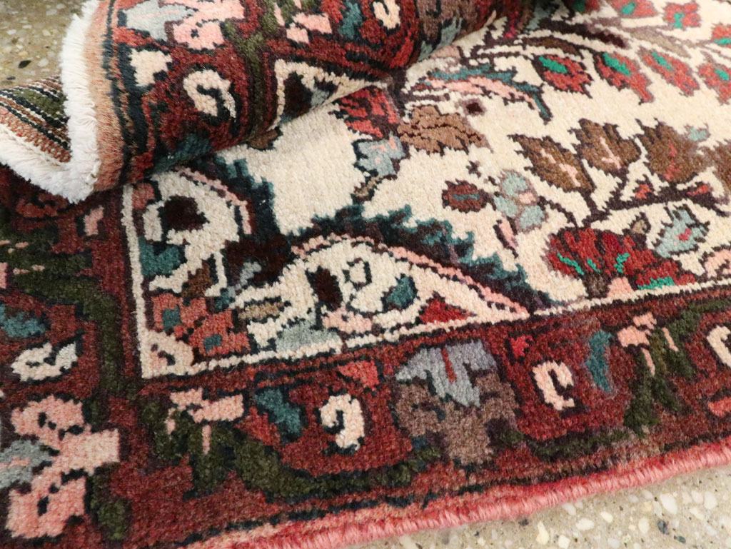 Vintage Persian Hamadan Pictorial Throw Rug, No.26220 - Staging