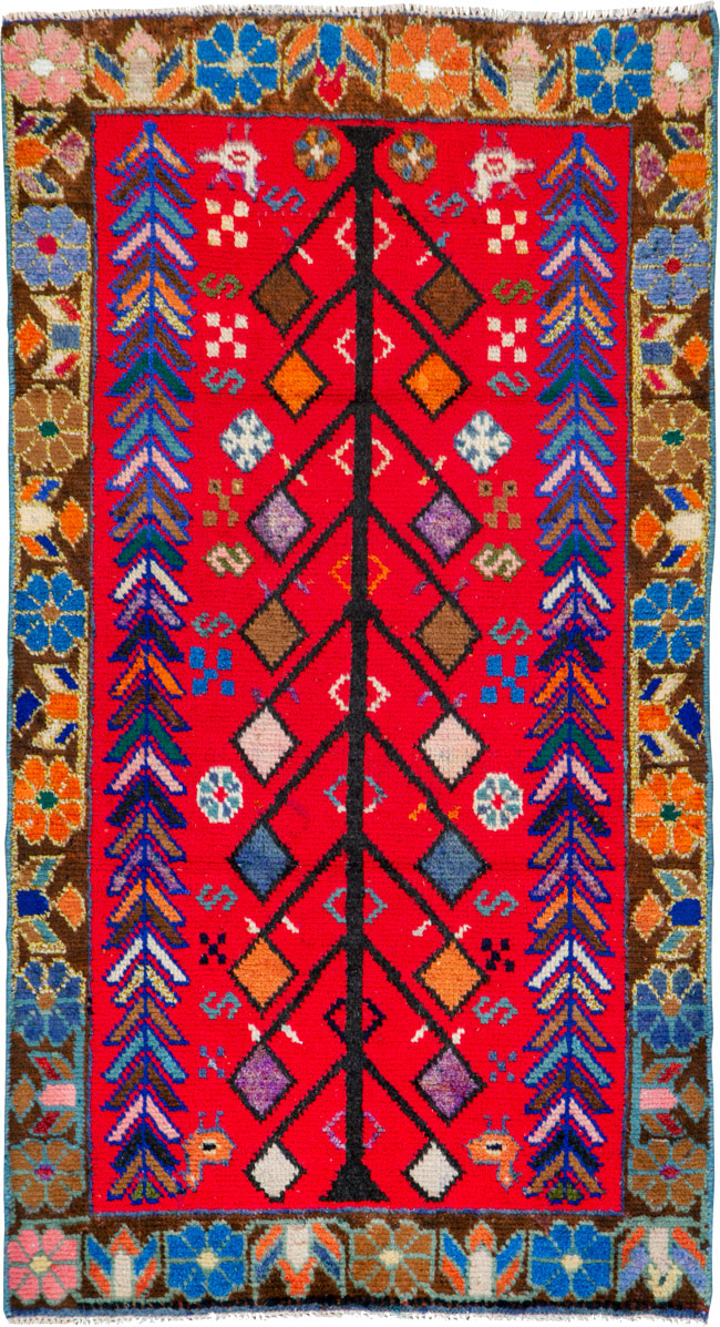 Vintage Persian Hamadan Rug, No.26222 - Staging
