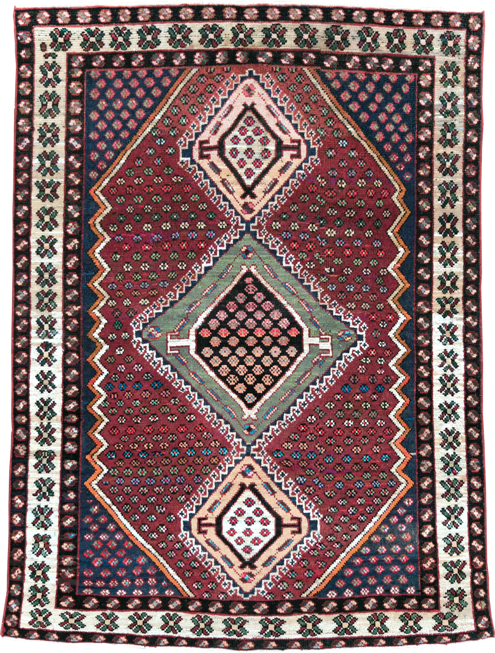 Vintage Persian Shiraz Rug, No.26248 - Staging