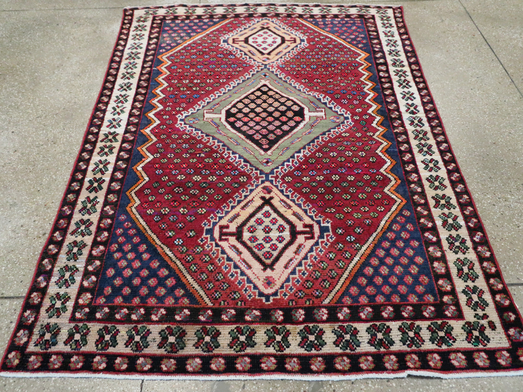 Vintage Persian Shiraz Rug, No.26248 - Staging