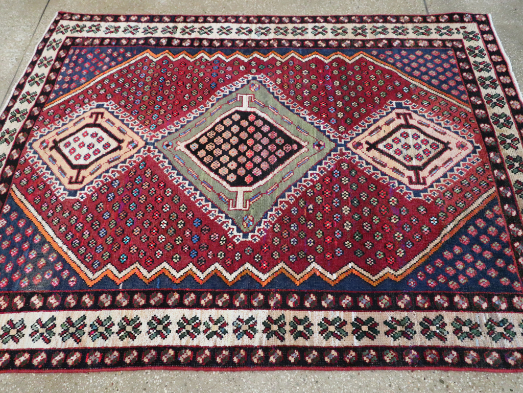 Vintage Persian Shiraz Rug, No.26248 - Staging