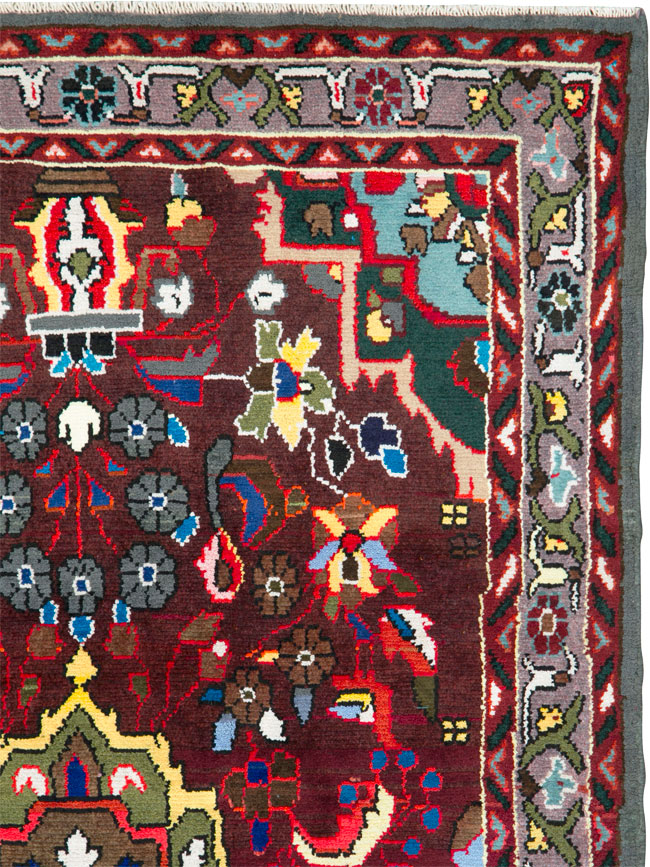 Vintage Persian Hamadan Rug, No.26263 - Staging