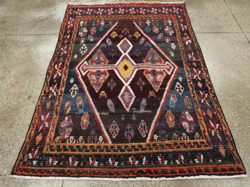 Vintage Persian Gabbeh Accent Rug, No.26269 - Staging