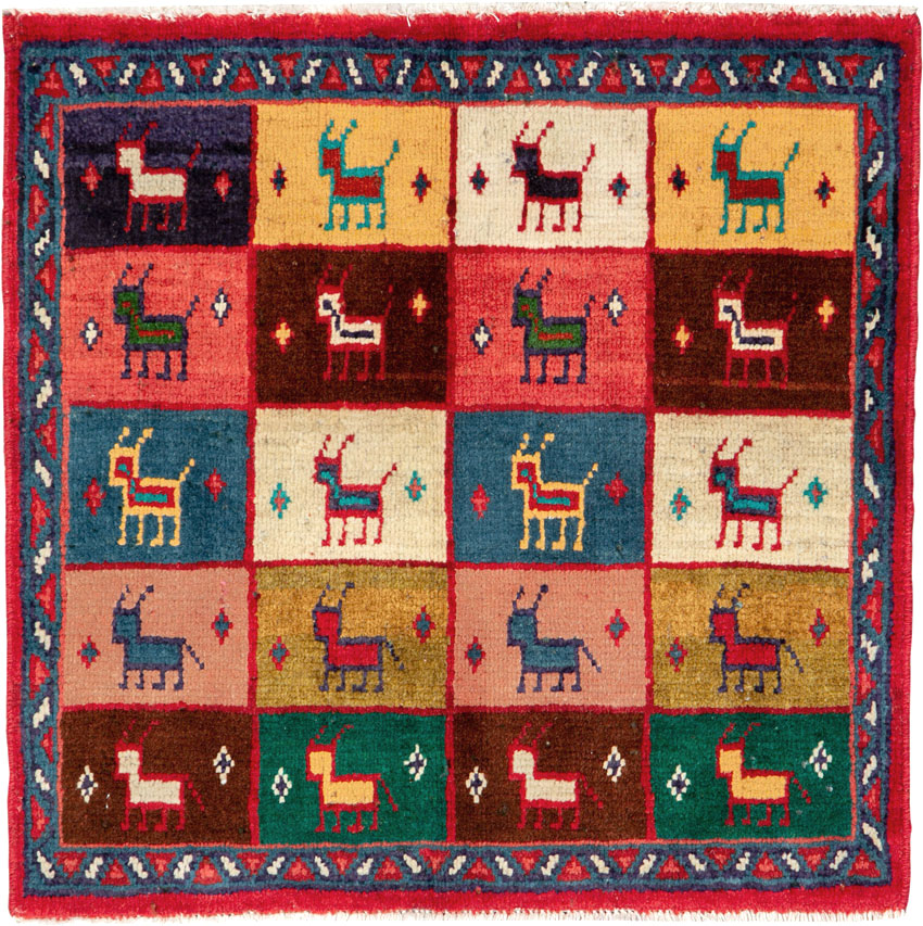 Vintage Persian Mahal Square Rug (Pair: 2 of 2), No.26273 - Staging