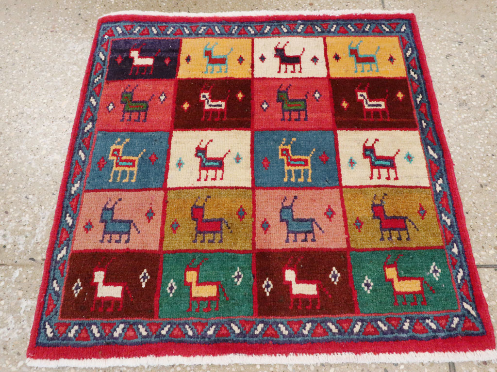 Vintage Persian Mahal Square Rug (Pair: 2 of 2), No.26273 - Staging