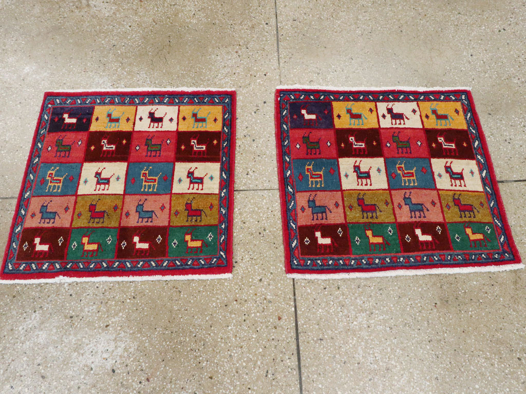 Vintage Persian Mahal Square Rug (Pair: 2 of 2), No.26273 - Staging