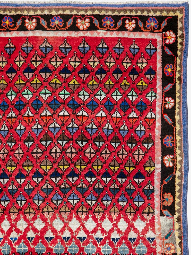 Vintage Persian Hamadan Rug, No.26289 - Staging