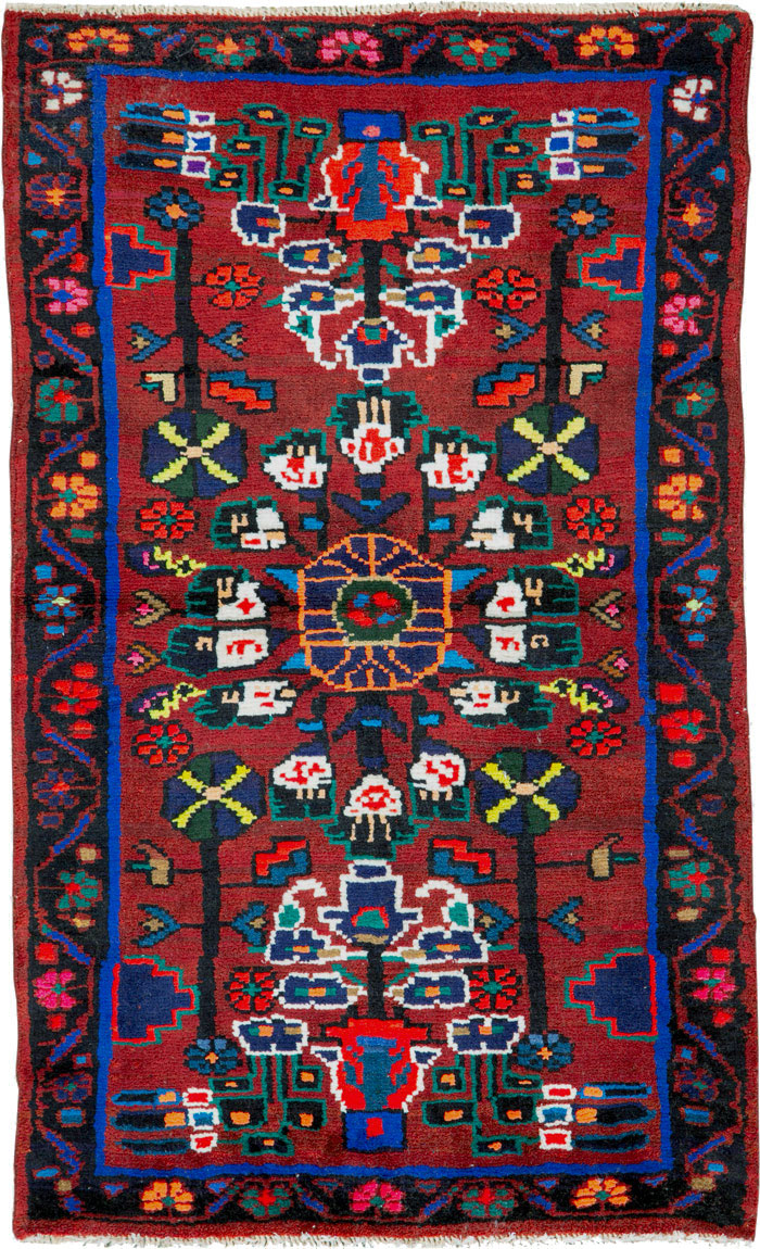 Vintage Persian Hamadan Rug, No.26290 - Staging