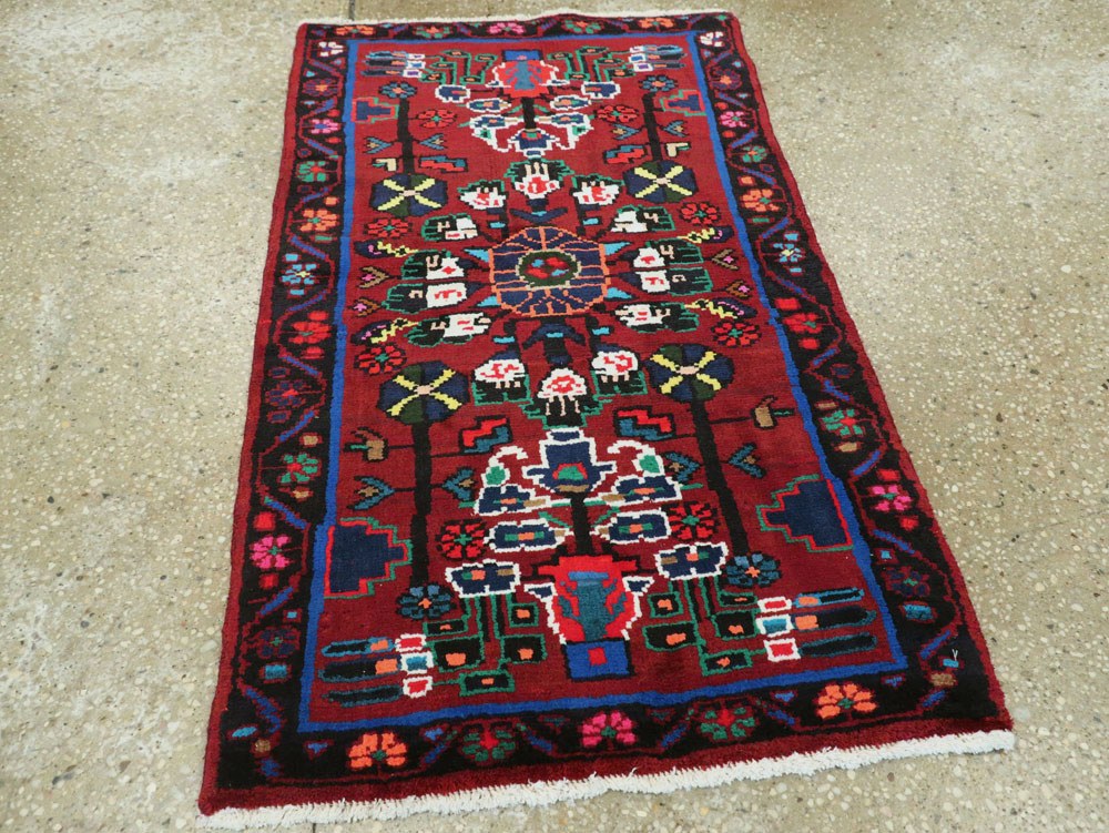 Vintage Persian Hamadan Rug, No.26290 - Staging