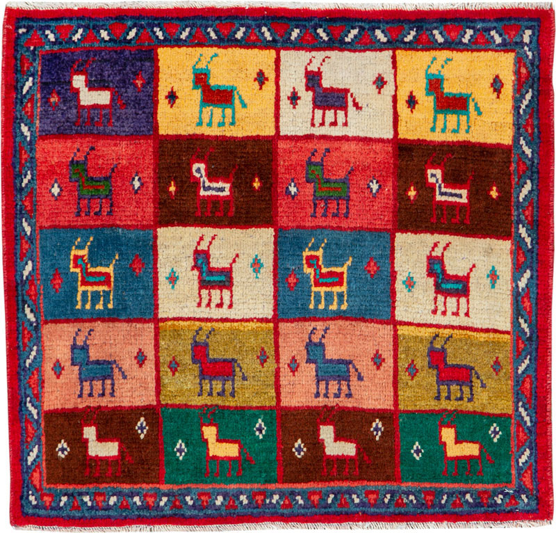 Vintage Persian Mahal Square Rug (Pair: 1 of 2), No.26292 - Staging