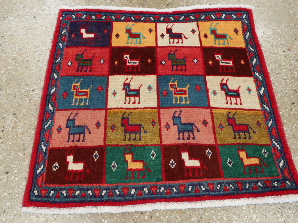 Vintage Persian Mahal Square Rug (Pair: 1 of 2), No.26292 - Staging