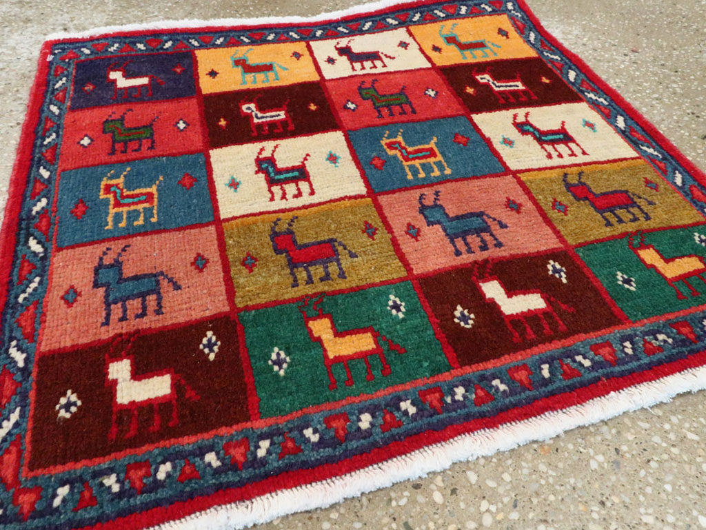 Vintage Persian Mahal Square Rug (Pair: 1 of 2), No.26292 - Staging