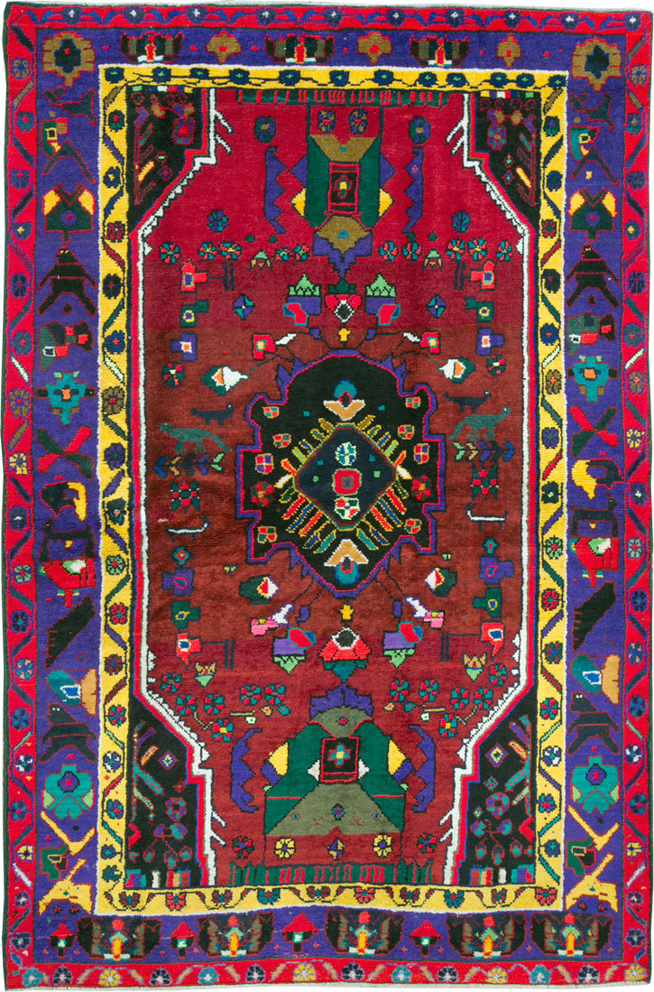 Vintage Persian Hamadan Rug, No.26301 - Staging
