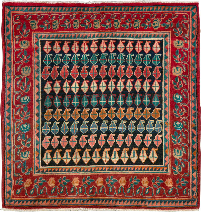 Vintage Persian Mahal Square Rug, No.26305 - Staging