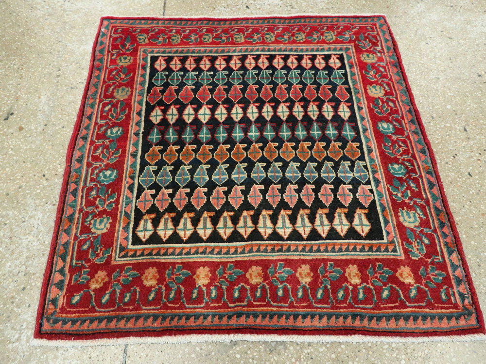 Vintage Persian Mahal Square Rug, No.26305 - Staging