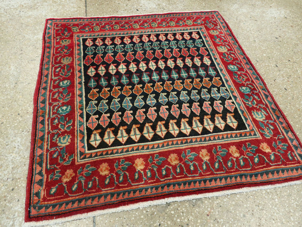 Vintage Persian Mahal Square Rug, No.26305 - Staging