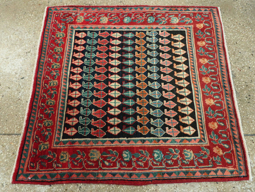 Vintage Persian Mahal Square Rug, No.26305 - Staging