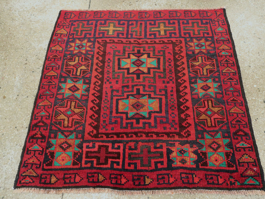 Vintage Persian Baluch  Square Rug, No.26319 - Staging