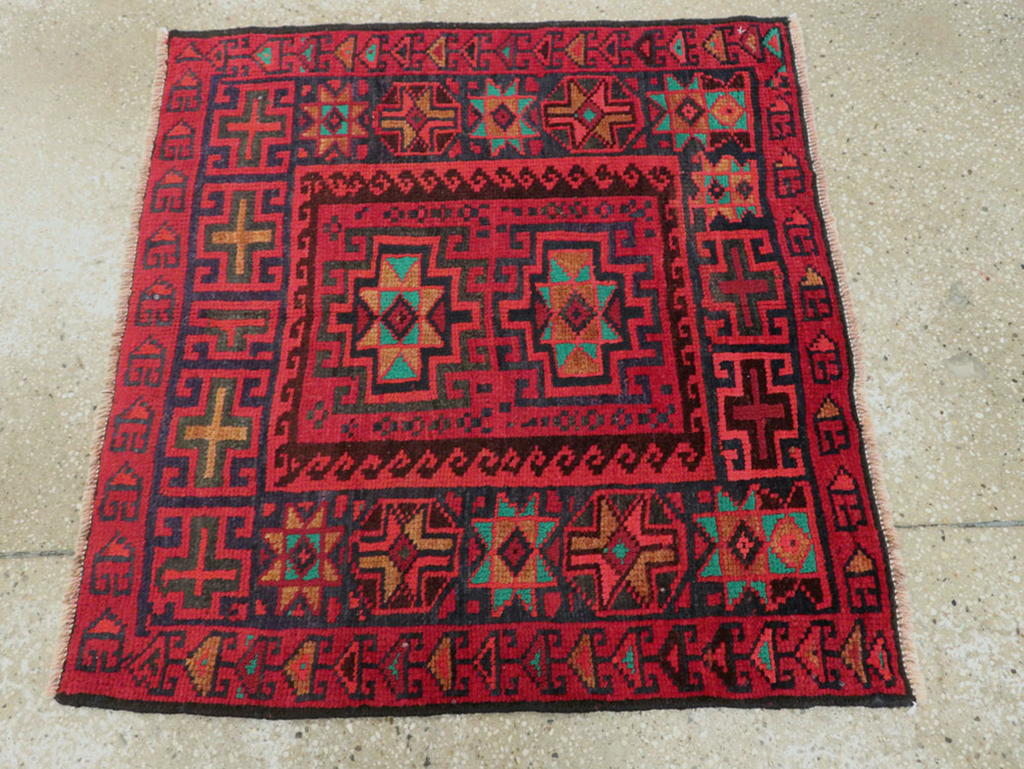 Vintage Persian Baluch  Square Rug, No.26319 - Staging
