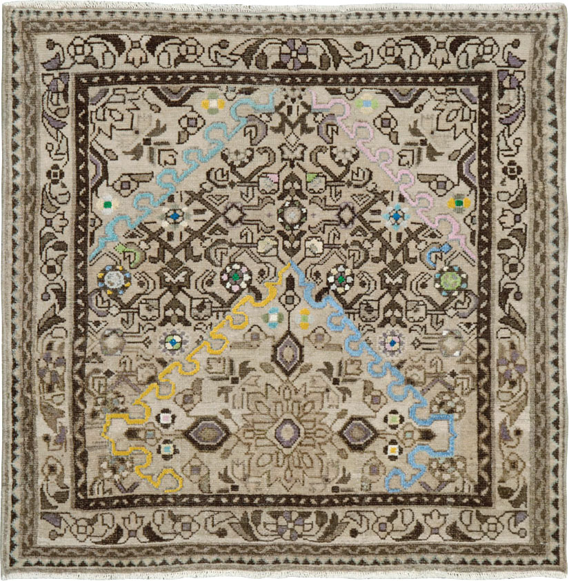 Vintage Persian Malayer Square Rug, No.26320 - Staging