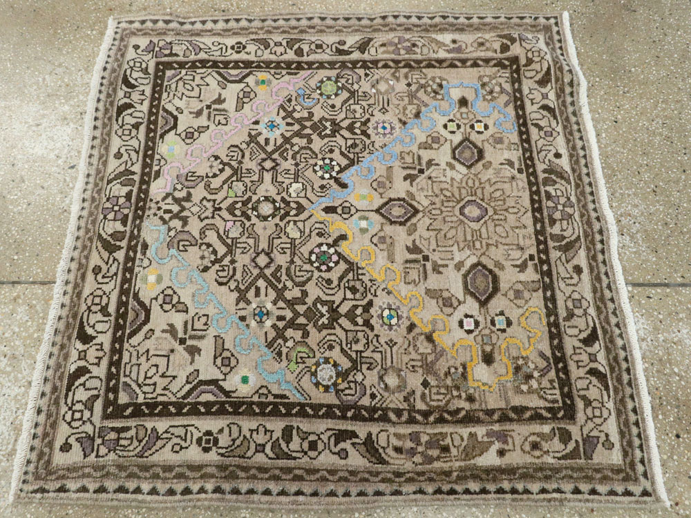 Vintage Persian Malayer Square Rug, No.26320 - Staging