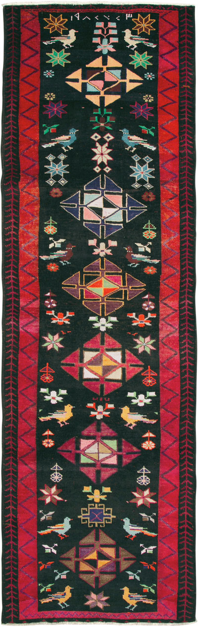 Vintage Persian Kurd Runner, No.26323 - Staging