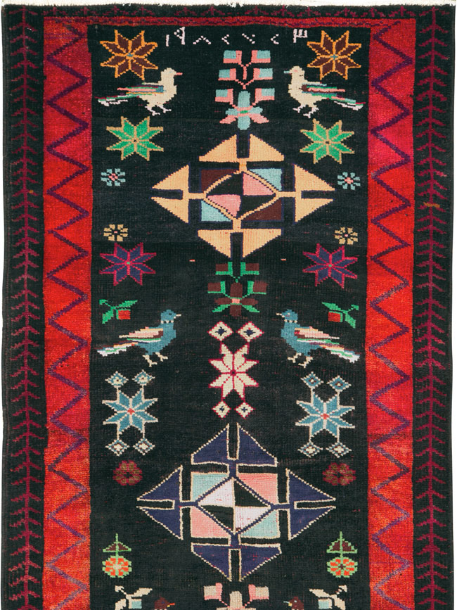 Vintage Persian Kurd Runner, No.26323 - Staging