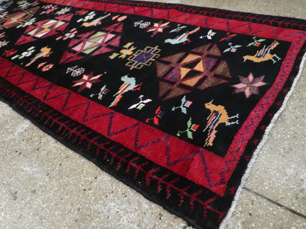 Vintage Persian Kurd Runner, No.26323 - Staging