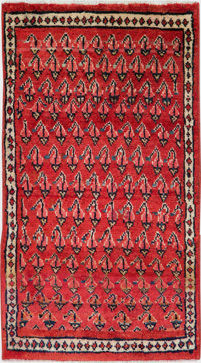 Vintage Persian Hamadan Throw Rug, No.26326 - Staging