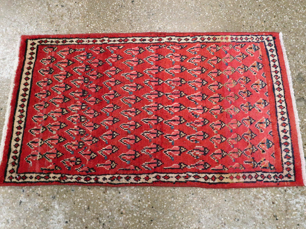 Vintage Persian Hamadan Throw Rug, No.26326 - Staging
