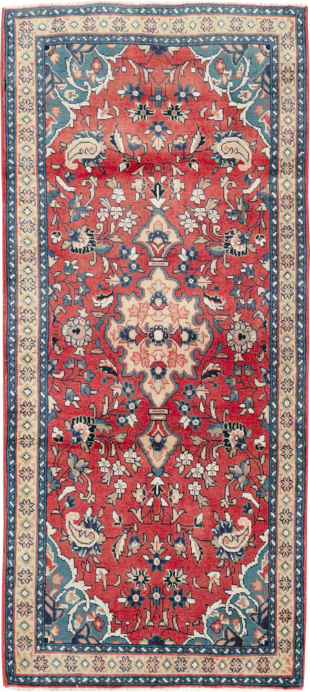 Vintage Persian Tabriz Throw Rug (Pair: 2 of 2), No.26348 - Staging
