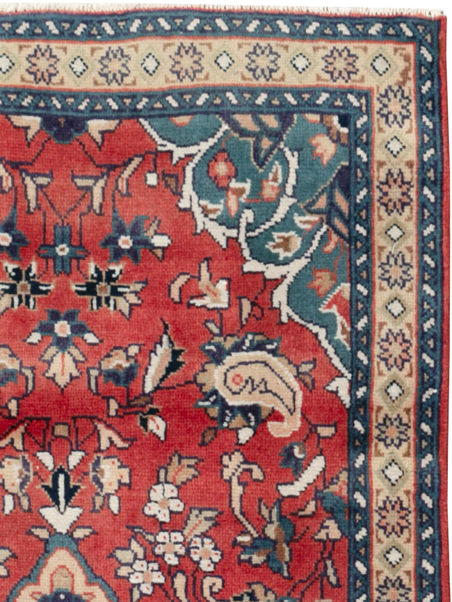 Vintage Persian Tabriz Throw Rug (Pair: 2 of 2), No.26348 - Staging