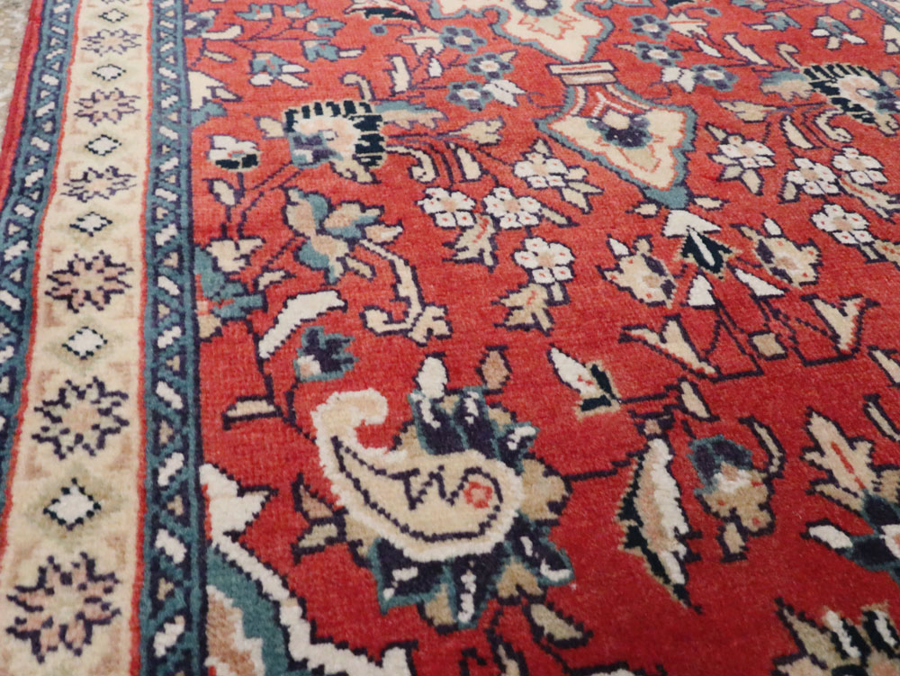 Vintage Persian Tabriz Throw Rug (Pair: 2 of 2), No.26348 - Staging