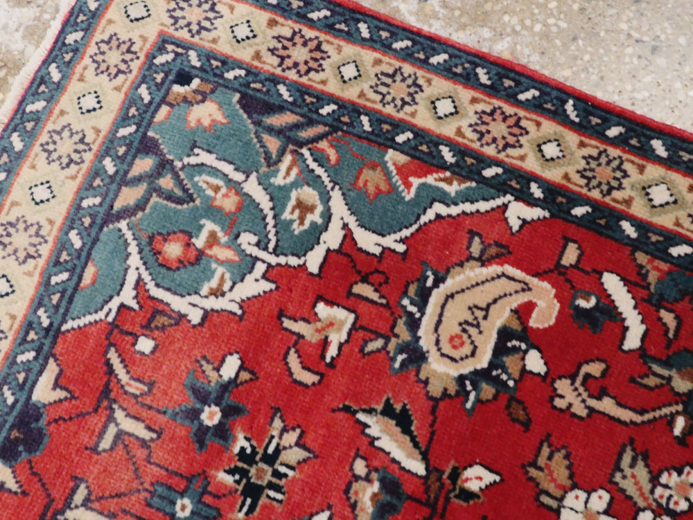 Vintage Persian Tabriz Throw Rug (Pair: 2 of 2), No.26348 - Staging