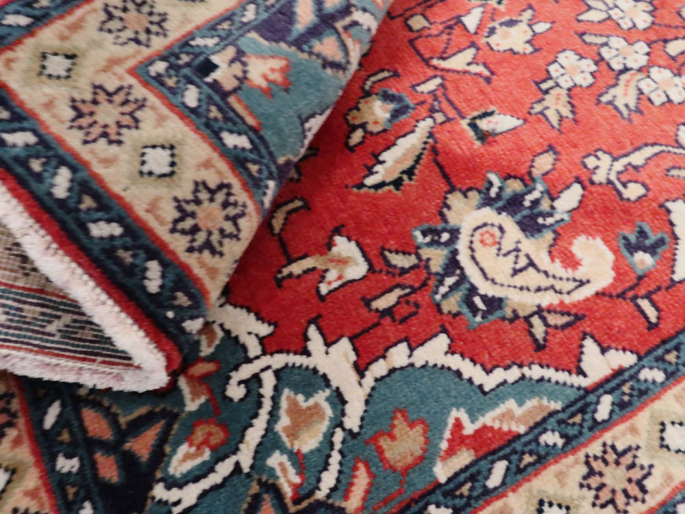 Vintage Persian Tabriz Throw Rug (Pair: 2 of 2), No.26348 - Staging