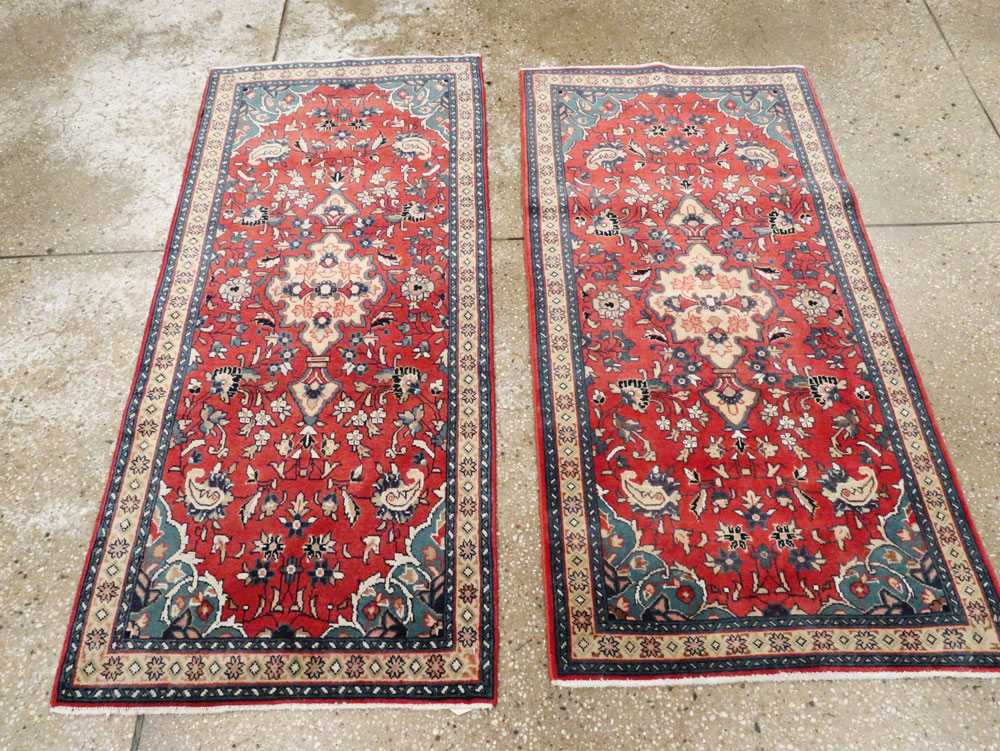 Vintage Persian Tabriz Throw Rug (Pair: 2 of 2), No.26348 - Staging