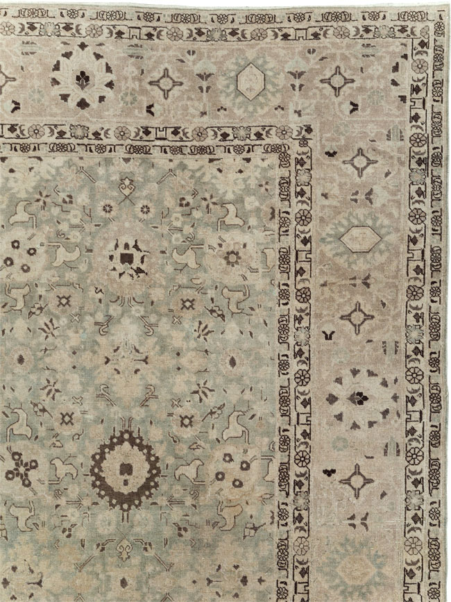 Antique Persian Tabriz Room Size Carpet, No.26421 - Staging