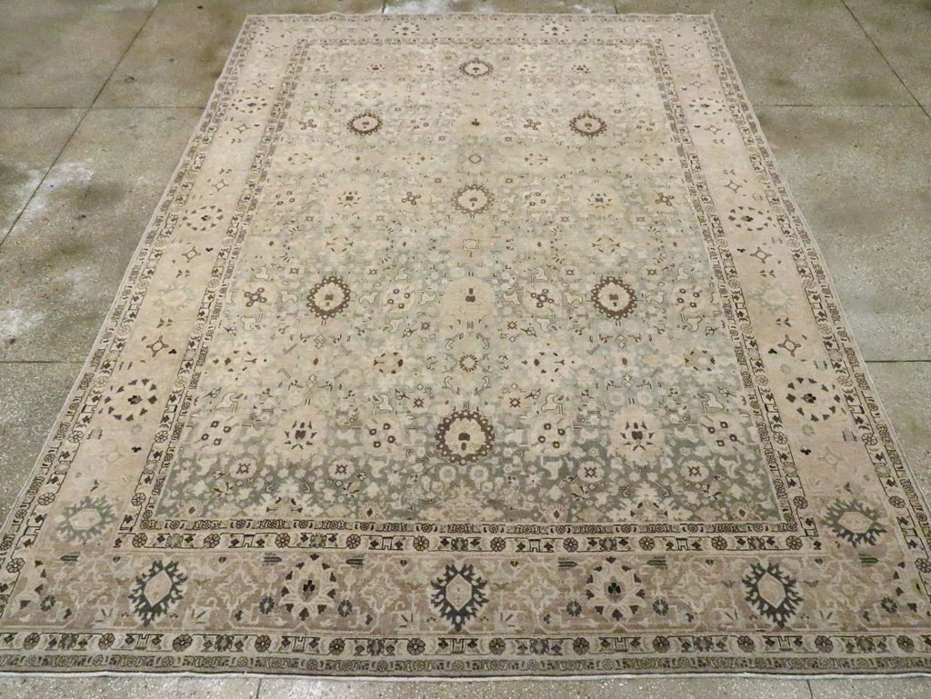 Antique Persian Tabriz Room Size Carpet, No.26421 - Staging