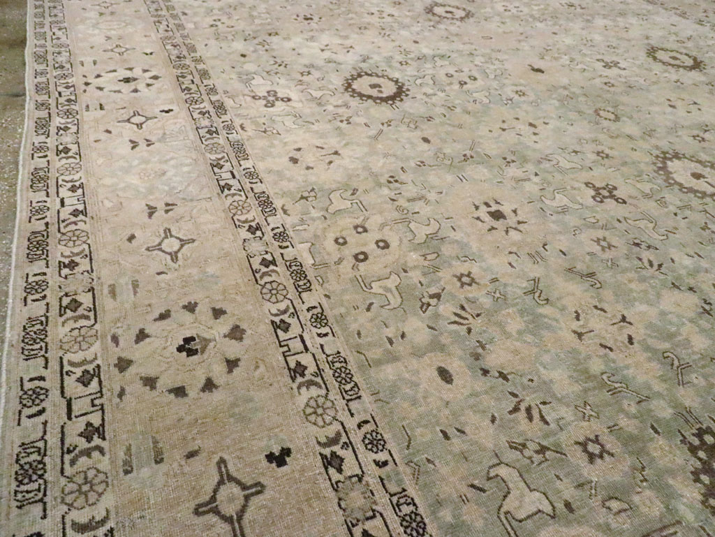 Antique Persian Tabriz Room Size Carpet, No.26421 - Staging