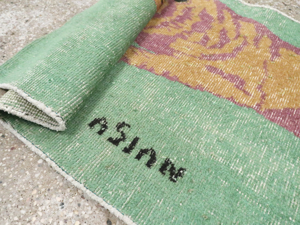 Vintage Turkish Anatolian Pictorial Throw Rug, No.26451 - Staging