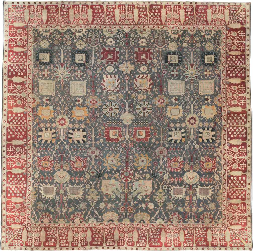 Antique Indian Agra Large Square Carpet, No.26455 - Staging