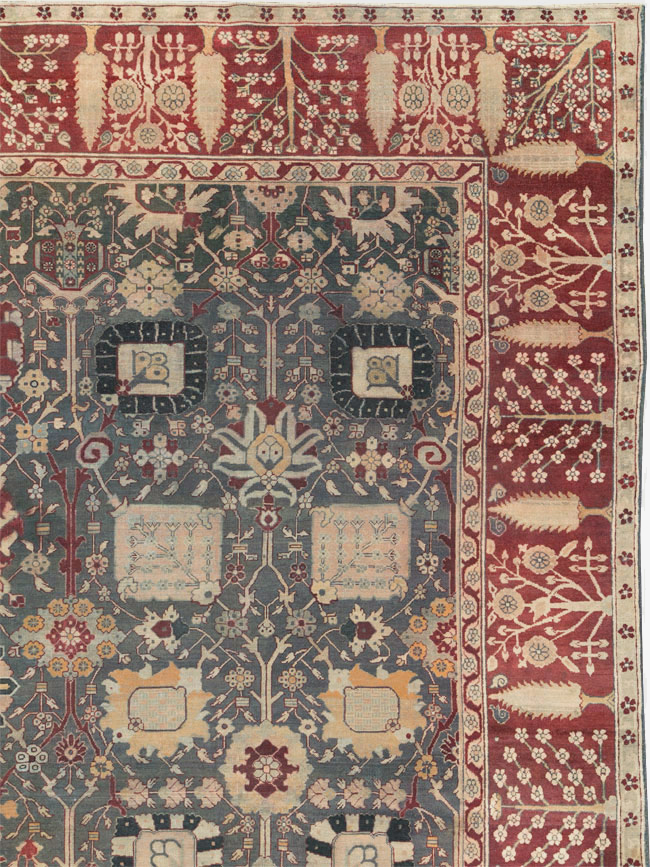 Antique Indian Agra Large Square Carpet, No.26455 - Staging