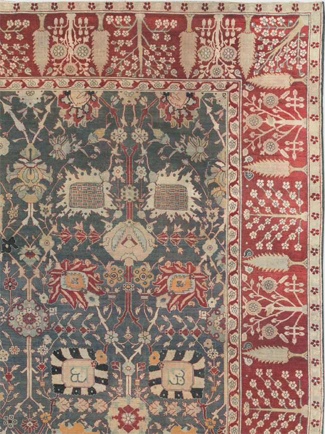 Antique Indian Agra Large Square Carpet, No.26455 - Staging
