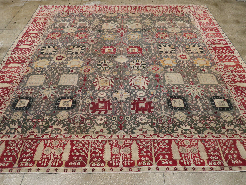 Antique Indian Agra Large Square Carpet, No.26455 - Staging