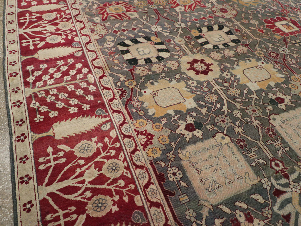 Antique Indian Agra Large Square Carpet, No.26455 - Staging
