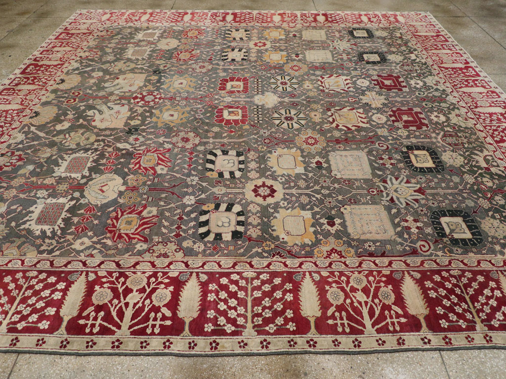 Antique Indian Agra Large Square Carpet, No.26455 - Staging